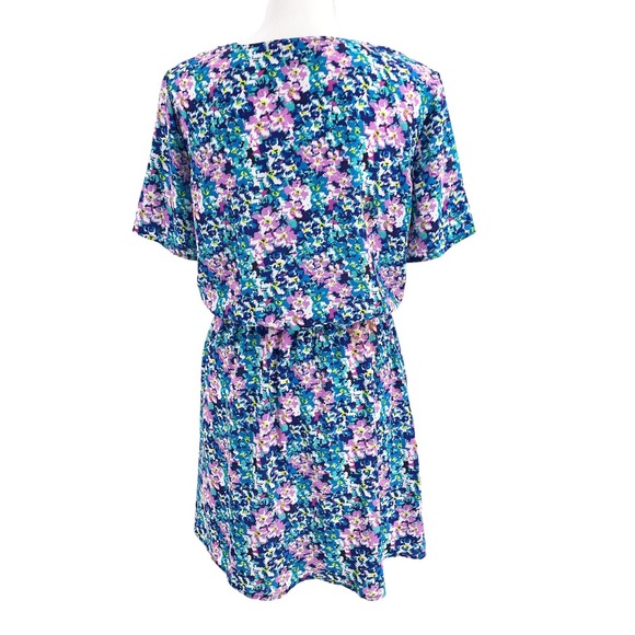 Charles Henry Womens Size Medium Lace-Up Front Summer Abstract Floral Dress - Picture 4 of 9
